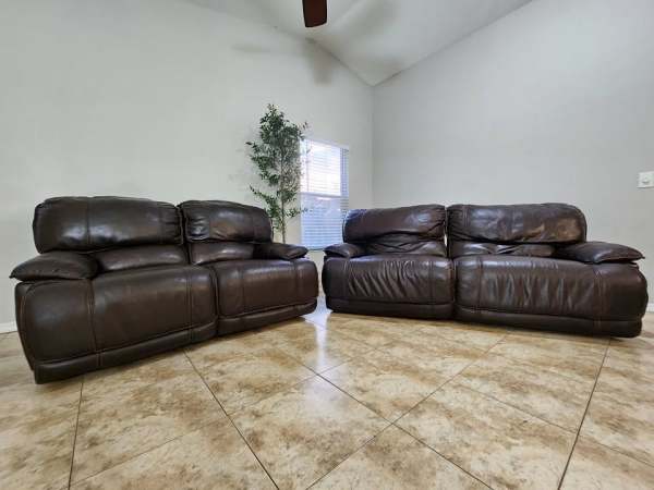Leather Electric Recliner Set: Sofa & Loveseat