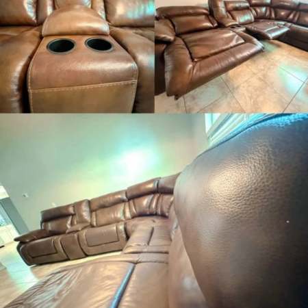 Leather Sectional Couch with Chaise