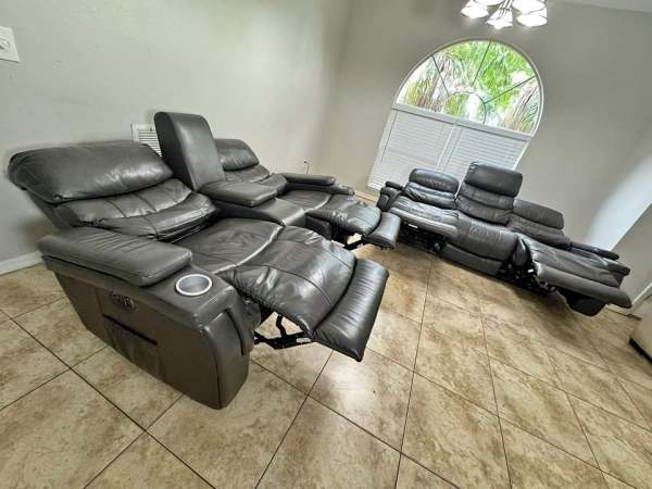 Leather Power Recliner Sofa and Loveseat