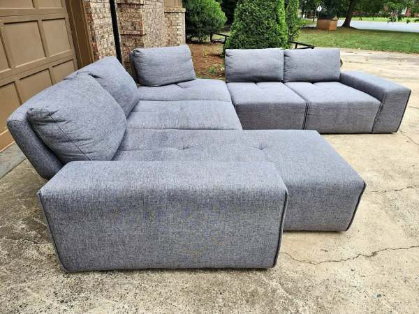 Blue Fabric Sectional Couch